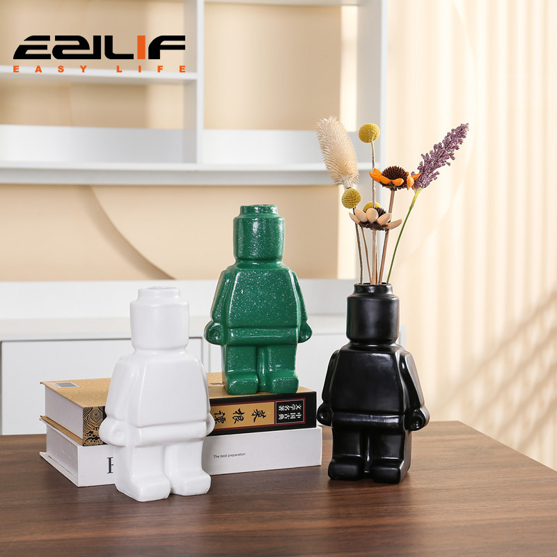 Art Craft Robot - Pequeno robô seco flor vaso, criativo