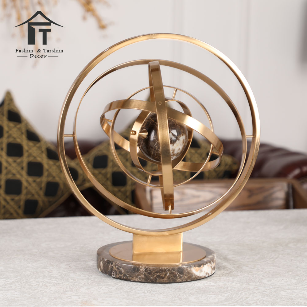 Art Craft Show - Escultura de Metal Globo Terrestre Dourado