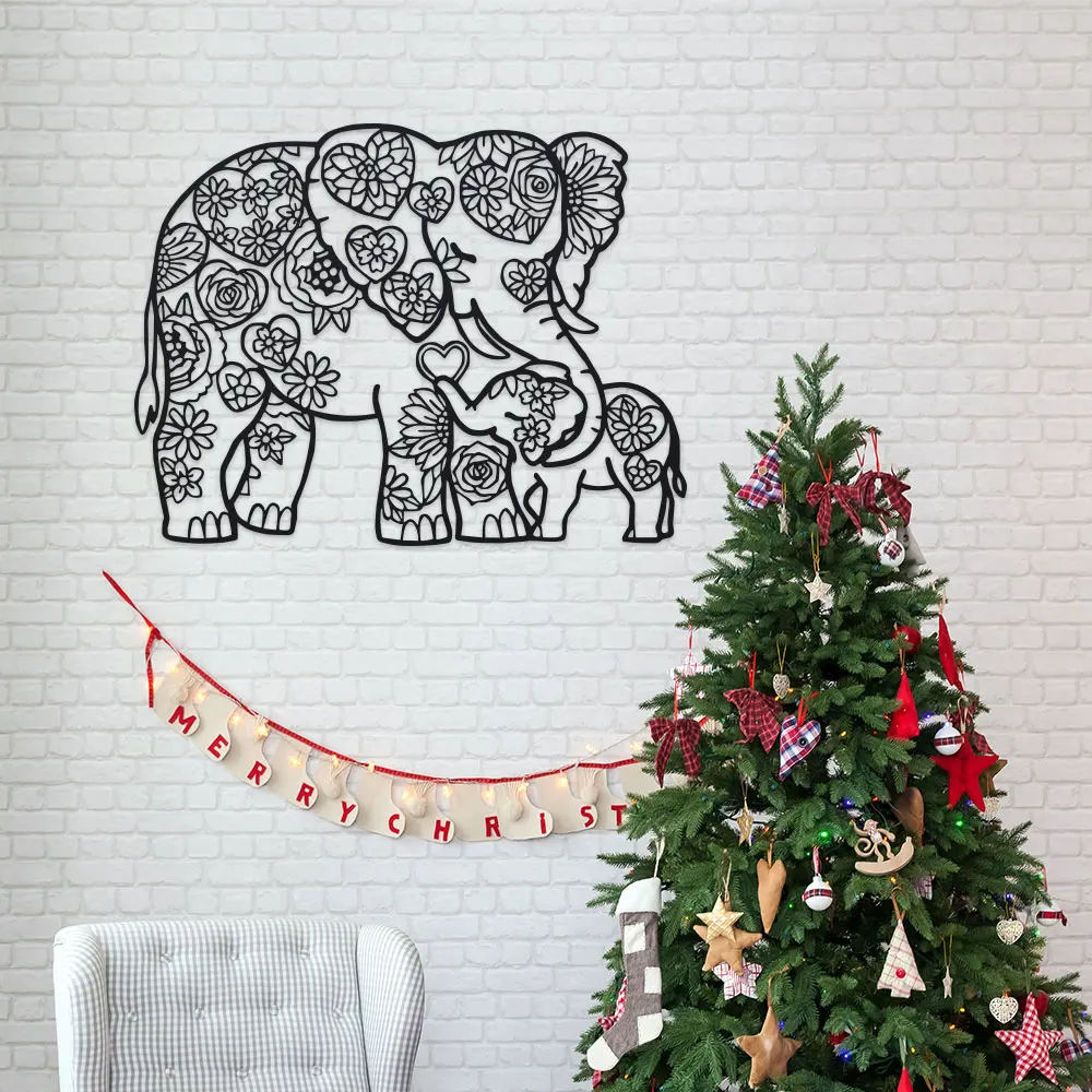 Art Craft Elephant - Elefante de Ferro com Corações Florais,